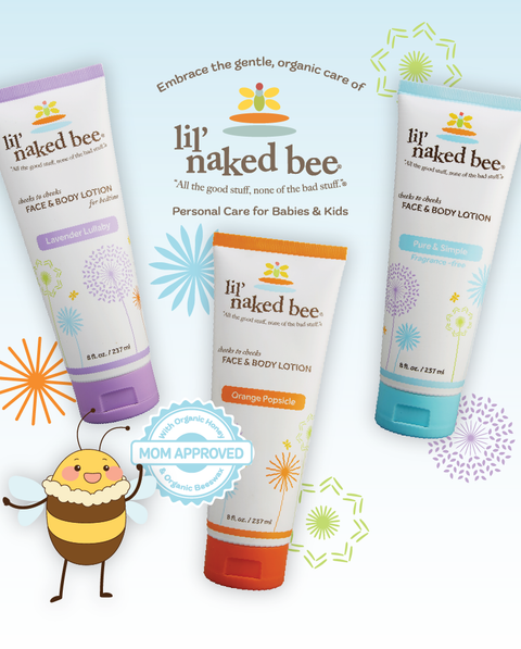 "Embrace the gentle, organic care of lil' naked bee - personal care for babies & kids."
