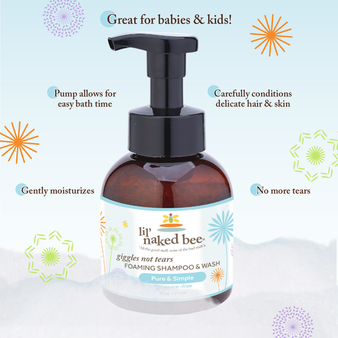 12 oz. Pure & Simple Giggles Not Tears Foaming Shampoo & Wash - The Naked Bee