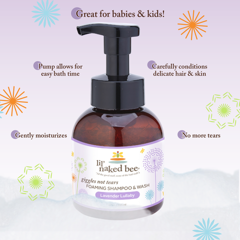 12 oz. Lavender Lullaby Giggles Not Tears Foaming Shampoo & Wash - The Naked Bee