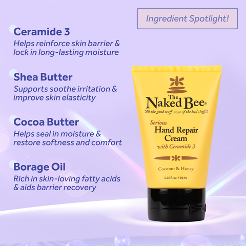 3.25 oz. Coconut & Honey Serious Hand Repair Cream - The Naked Bee