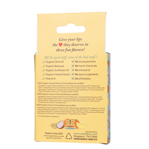 USDA Organic Lip Balm Trio - The Naked Bee